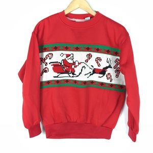 Vintage Christmas holiday Santa knit crew sweater